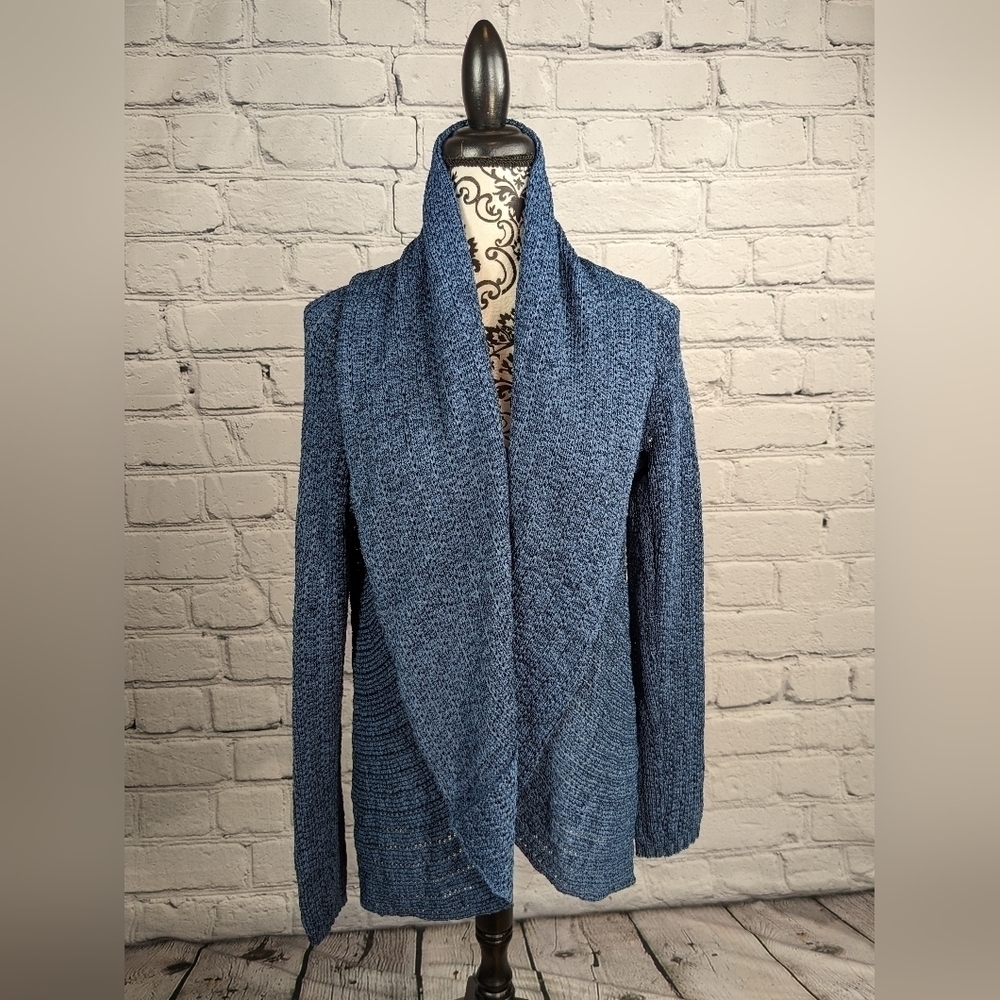 Vertical Design women's long sleeve stretch knit open front cardigan sz xl bb19